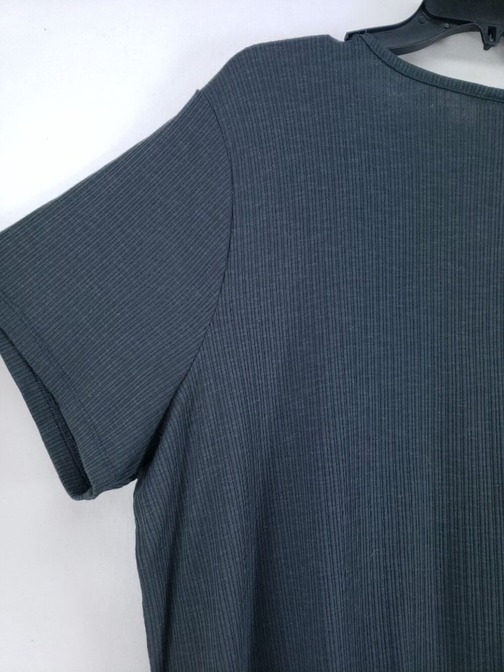 2 Old Navy Luxe Womens 2X Ribbed Knit Top Short Sleeve Crew Neck Green & Gray - Picture 6 of 12